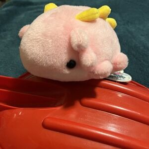NWT Ankylo Yuru Yuru Dinosaur‎ Pink Yellow Ankylosaurus Plush Stuffed Japan 7"